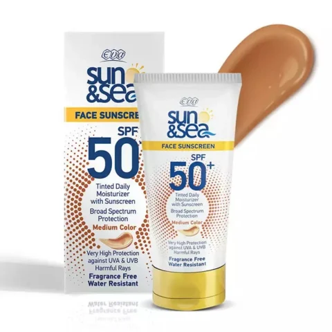 Eva Cosmetics — واقي شمس صن آند سي ملون SPF50+
